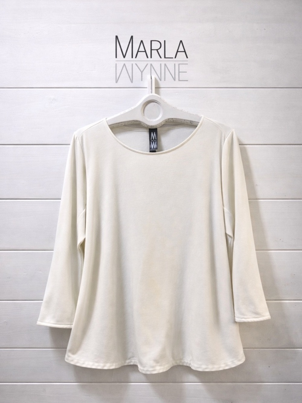 MARLA WYNNE Ivory Long Sleeve Tunic Top – Size 1X